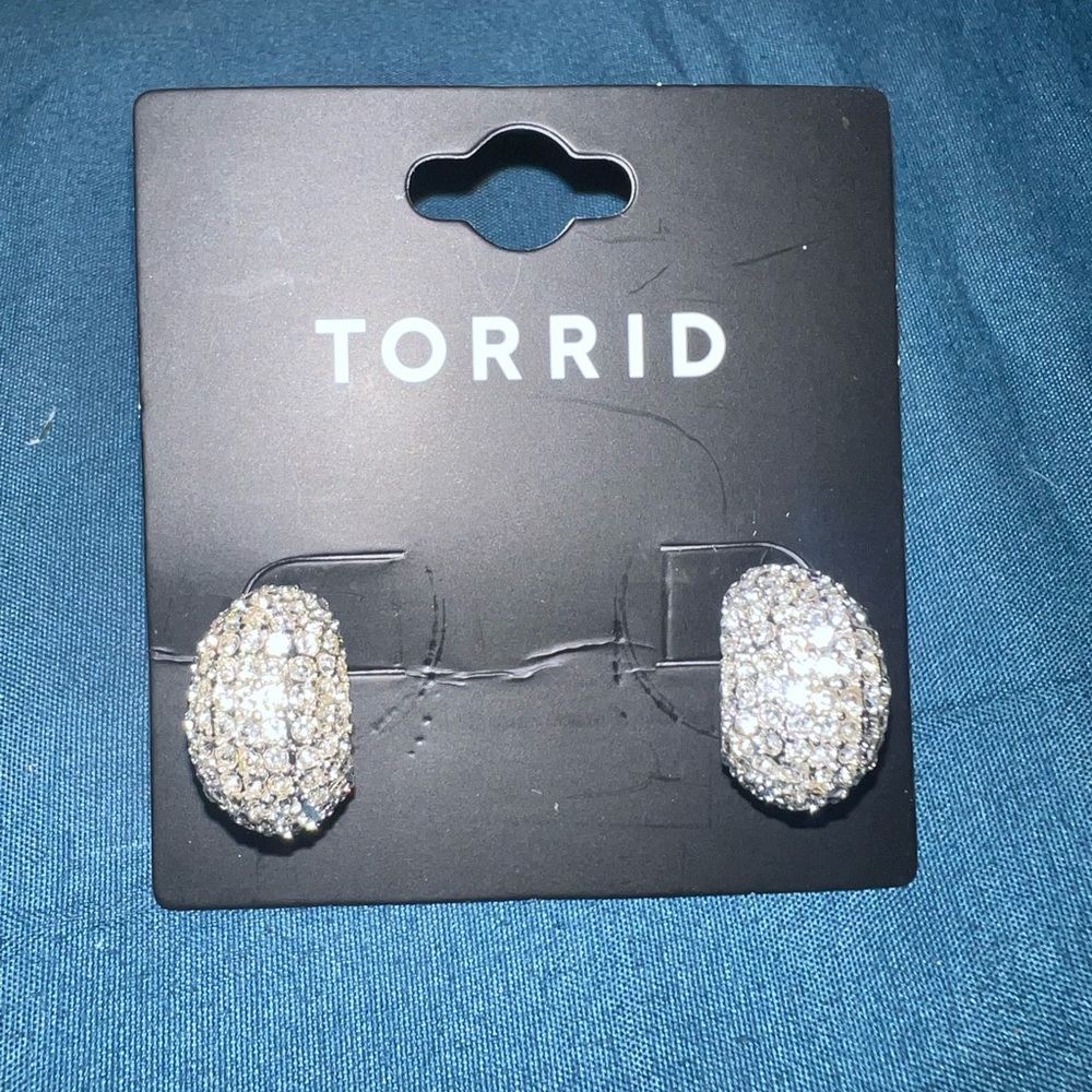 Torrid Glittering Silver Crystal Earrings